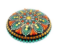 FREE SHIPPING Mandala Dotting Meditation Stone Hand Painted OOAK Signed Art