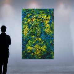 62”x40” Pollock/Richter style canvas painting Acrylic,Abstract, Modern,X Large