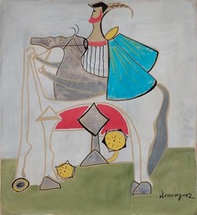 Óscar Domínguez Signed Surrealist Abstract Oil Painting on Canvas – Spanish Art