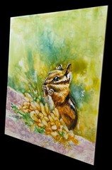 Chipmunk Watercolor Artwork On Premium Canvas Board Hand-Signed By Artist Vibran