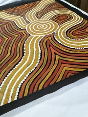 First Nation Aboriginal Art Sharon Butcher Beautiful Water Hole ~ 90cm x 66cm