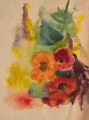 Gerhard Schulte-Dahling Study Flowers Expressionism Watercolor Paper