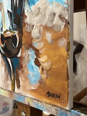 11×14 Original Longhorn Cow Painting on Canvas Modern Farmhouse Wall by Atherton