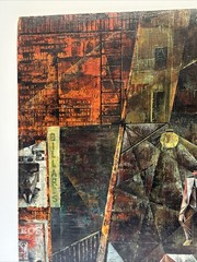 Mid Century Painting Urban Black Americana Cubist Cubism Large Abstract Oil 36”