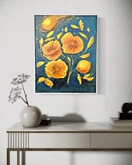 Golden Floral Fantasy – 3D 16×20 Oil Painting on Canvas