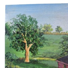 Sandra Saunders Summer Garden Landscape Oil Painting 8×10 Country Scene Unframed