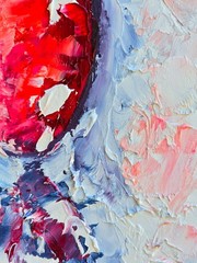 Candy Red Oil Painting 10x15cm Kitchen Art Sweets Painting on Painting Board