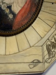 c1890 Antique Miniature Painting On Vellum Piano Key Picture Frame