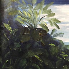 VINTAGE beach moon coast original art PAINTING by Winki moonlite