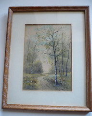 RAPHAEL SENSEMAN, LISTED WATERCOLOR OLD PAINTING IMPRESSIONIST NATURE PATH TRAIL