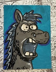 ACEO Art Card Barnyard Breakdown By Britney B Donkey Acrylic Art
