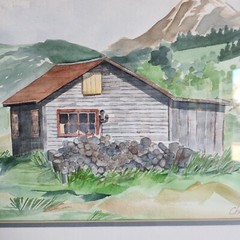 Vintage Charlotte Lang 1995 Original Watercolor Painting Mountain Landscape Art