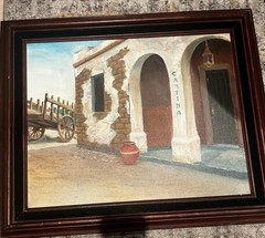 Original Oil Painting “Cantina” by Carl Sanders – 2017 – Rustic Southwest Scene