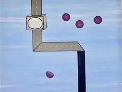 Hard Edge Painting Surrealism Geometric 18” x 15” Fine Art Original Postmodern