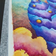 Fantasy Watercolor Art – Surreal Dream Plants with Spirals and Clouds