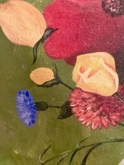 Vintage Still Life Floral Oil Painting on Canvas Wood Framed 21″Hx17.5″W Signed