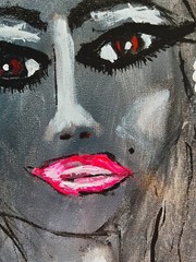 SHIPS FREE BEAUTIFUL PORTRAIT LADY upcycled PAINTING original SWARTZMILLER ART