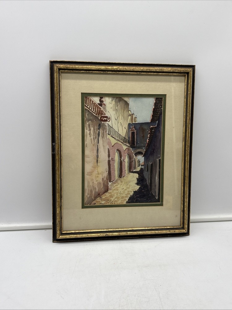 Vintage Watercolor Painting Taxco Mexico Framed Artwork 11.5″ x 14″ Southwestern