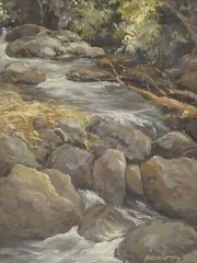 Rocky Mountain Spring Creek with Boulders Original Oil Painting PICARDO (1997)