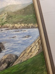 Vintage Signed Impressionist Coastal Seascape Surf Maritime Painting Framed