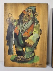 2x Vintage Original Signed Erik A Eriksen Paintings 14×9.5 Norwegian Folk Art