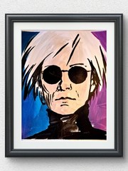 Original Contemporary 11×14 Acrylic Andy Warhol Blue Portrait Signed Art P251