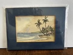 Patrice Pendarvis Watercolor Painting Rainbow Serene Beach Hut Scene Hawaii
