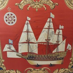 Echo Scarf Cavelle Nautical Imported French Vintage Framed Silk – 32″x32″