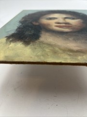 Original Oil Portrait of Woman, Unsigned, Mid‑Century Style, Panel Board 8”X10”