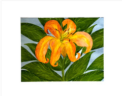 PAINTING WATERCOLOR ORIGINAL ART LILY FLOWER ORANGE YELLOW 11X14 AND MAT 16X20