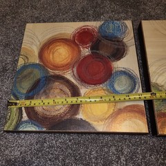 Colorful Whimsy Set Of 2 Contemporary 11 1/4 Inch Square Wood Pictures Circles