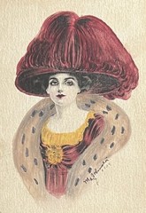 Antique Original Painting Pen Ink Watercolor Signed~Note From Artist Postcard