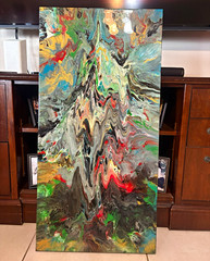 My original Abstract Fluid Art Painting resin finish 20×40 canvas.