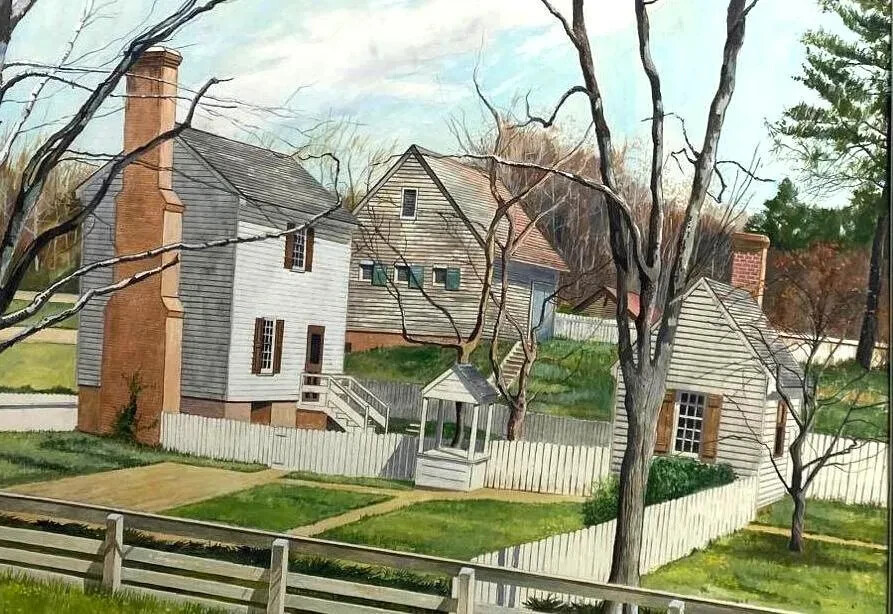 Colonial Williamsburg Watercolor by George Parr Painted Virginia Symphony
