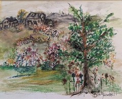 Framed Matted Signed Original Landscape Watercolor Painting 14″ x 11″
