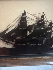 C & A Richard’s Old Iron Side 6 Ship Reverse Painted Glass Silhouette Rare HTF