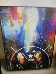 French Bulldog Cosmic Space Galaxy Canvas Wall Art Abstract Colorful Dog Paintin