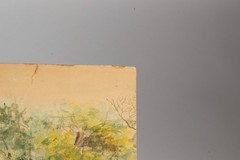 Antique New England Watercolor, Churchyard, H. Burroughs, Signed