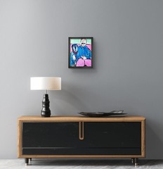 Original Man With Dog Painting Canvas Neo Expressionist Fine Art Decor 11×14