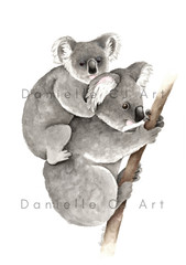 Original A4 Watercolour Koala and Joey Painting