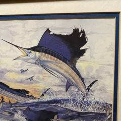 Guy Harvey Double Header Two Jumping After Flying Fish School Framed Print 11×14
