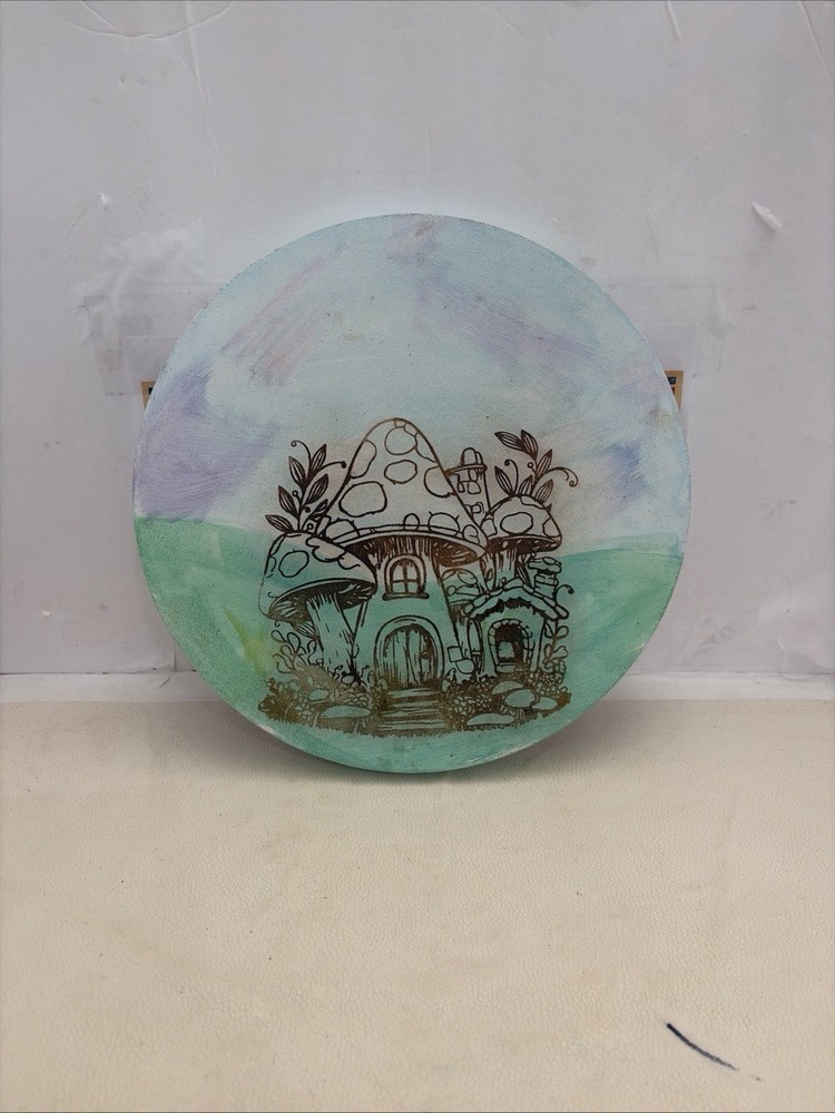 Hand Painted Mushroom Fairy House Canvas Wall Art Whimsical Cottage Decor