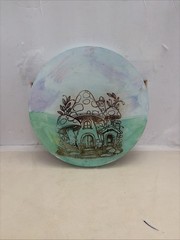 Hand Painted Mushroom Fairy House Canvas Wall Art Whimsical Cottage Decor