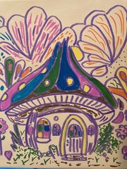 8×10 Acrylic Painting Specialist Fantasy Mushroom Home „Fantasy Series“ No Copy