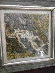 Vtg Mid Century Abstract Nude Woman Print Block Print Lithograph Signed Dated