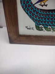 Shahmaran reverse glass painting Anatolian Folk Culture Turkey Signed Framed