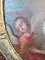Antique 18th Century Religious Oil Painting Assumption of the Virgin Mary