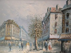 Caroline Burnett Original Oil Painting Paris. Stunning Parisian Street Scene.