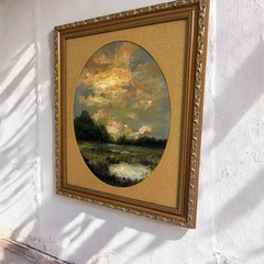 ORIGINAL Hand Painted Moody Landscape Painting In Vintage Frame, Signed 13×16