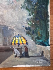 GREGG KREUTZ ORIGINAL OIL PAINTING ON CANVAS American b.1947 New York Scene?
